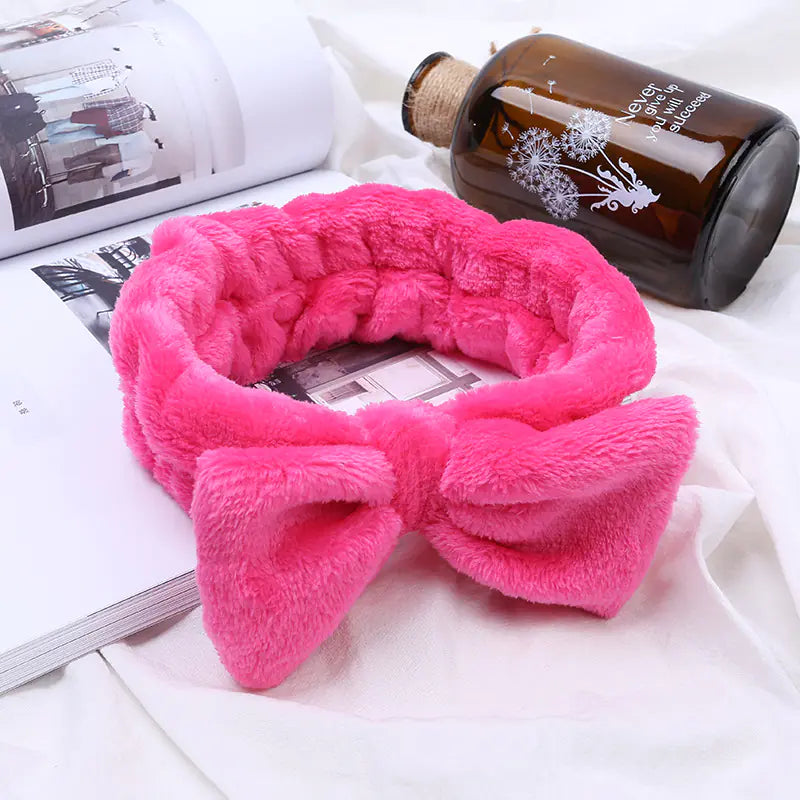 Coral Fleece Bow Makeup Headband for Washing
