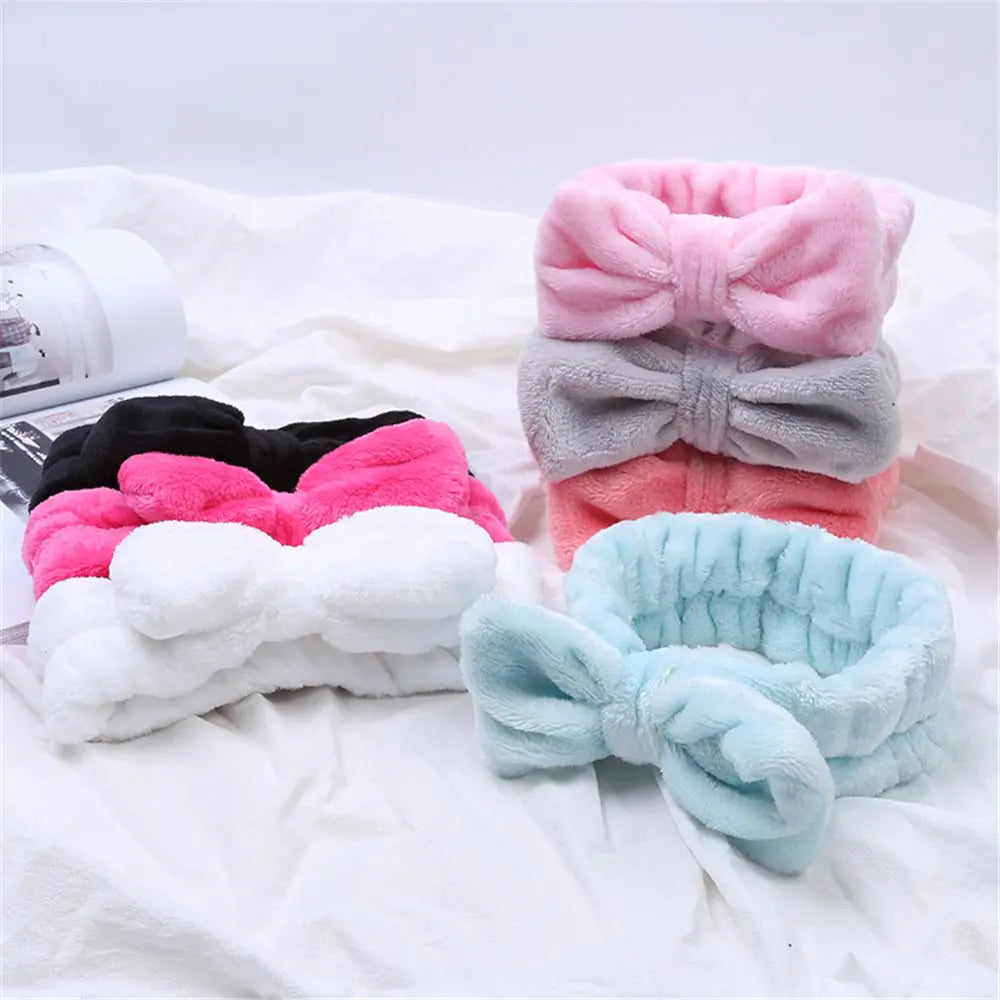 Coral Fleece Bow Makeup Headband for Washing