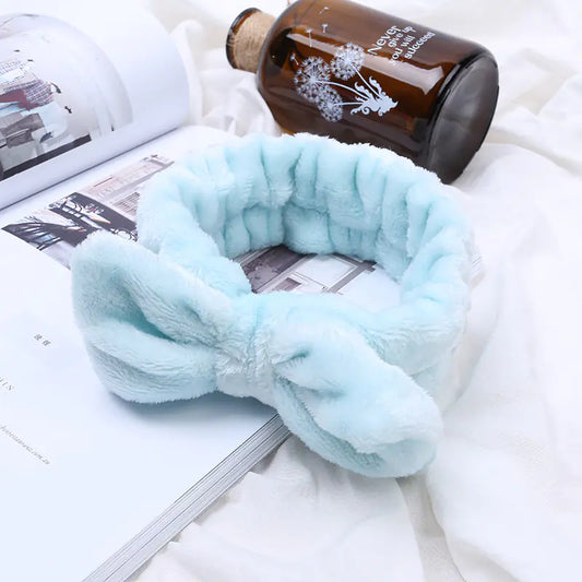 Coral Fleece Bow Makeup Headband for Washing