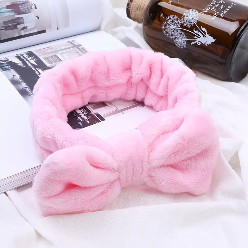 Coral Fleece Bow Makeup Headband for Washing
