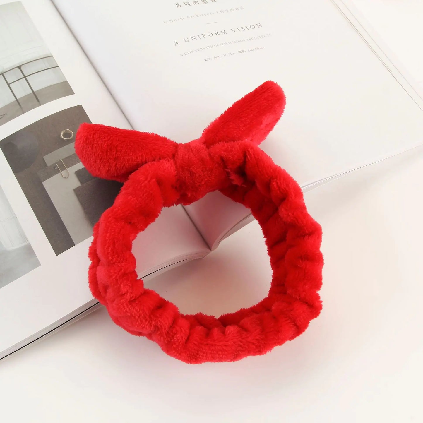Coral Fleece Bow Makeup Headband for Washing
